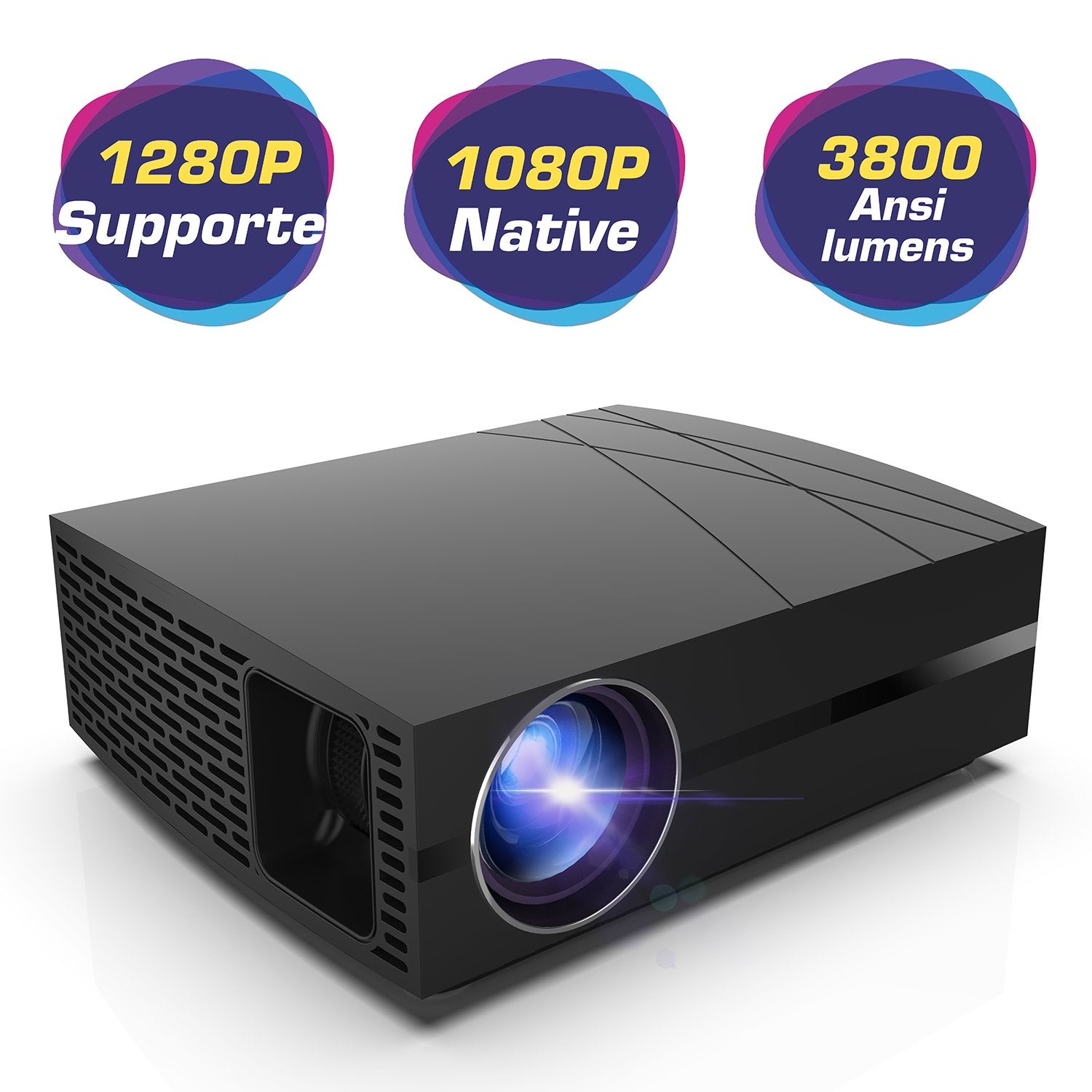 GooDee F20 Native Full HD 1080P LED Video Projector, Home Theatre Projector